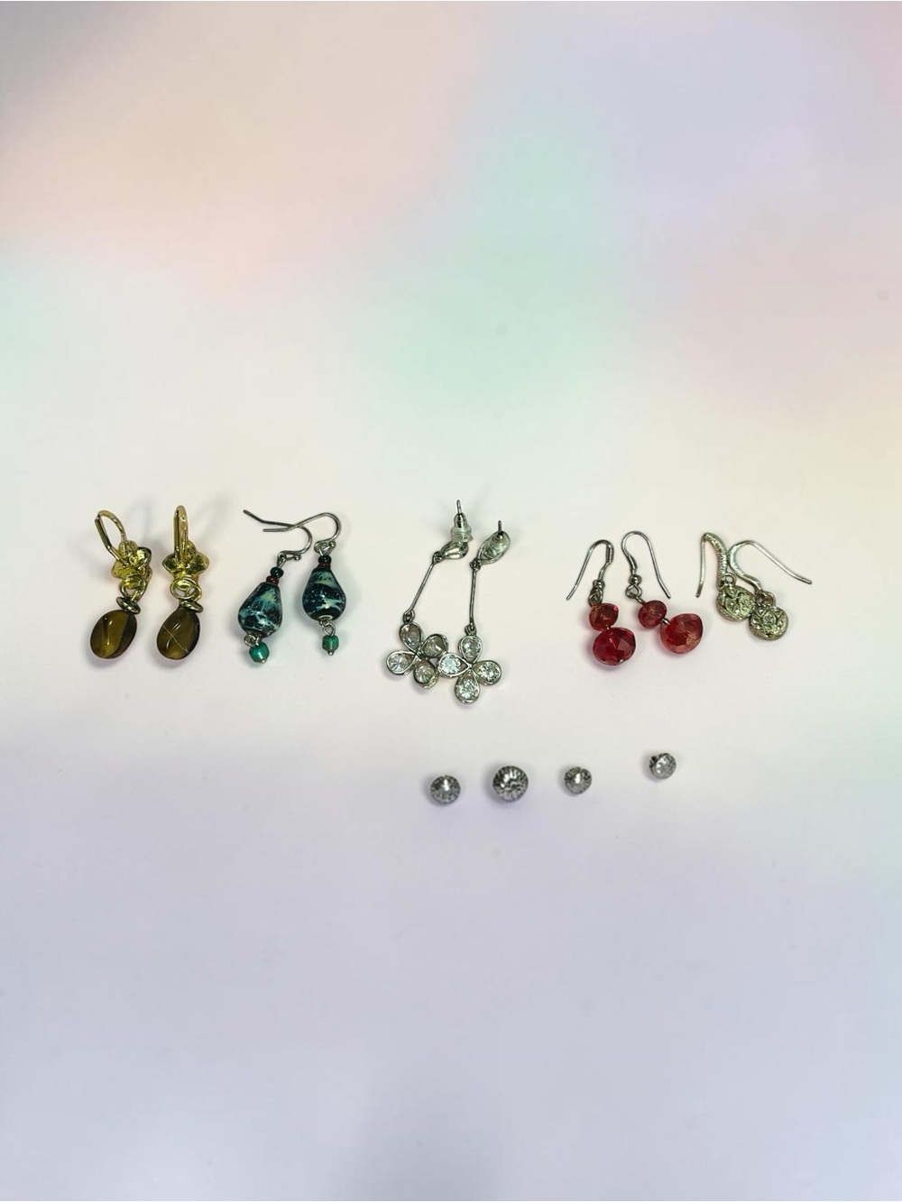 5 Pairs Vintage Y2K Dangle Earrings Bundle Crystal Bead Boho Jewelry Set